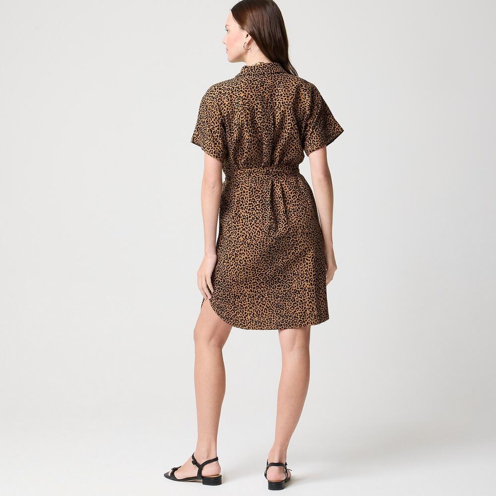 NWT J.Crew Factory Leopard Linen Blend Shirt Dress Belted Large - Picture 4 of 13